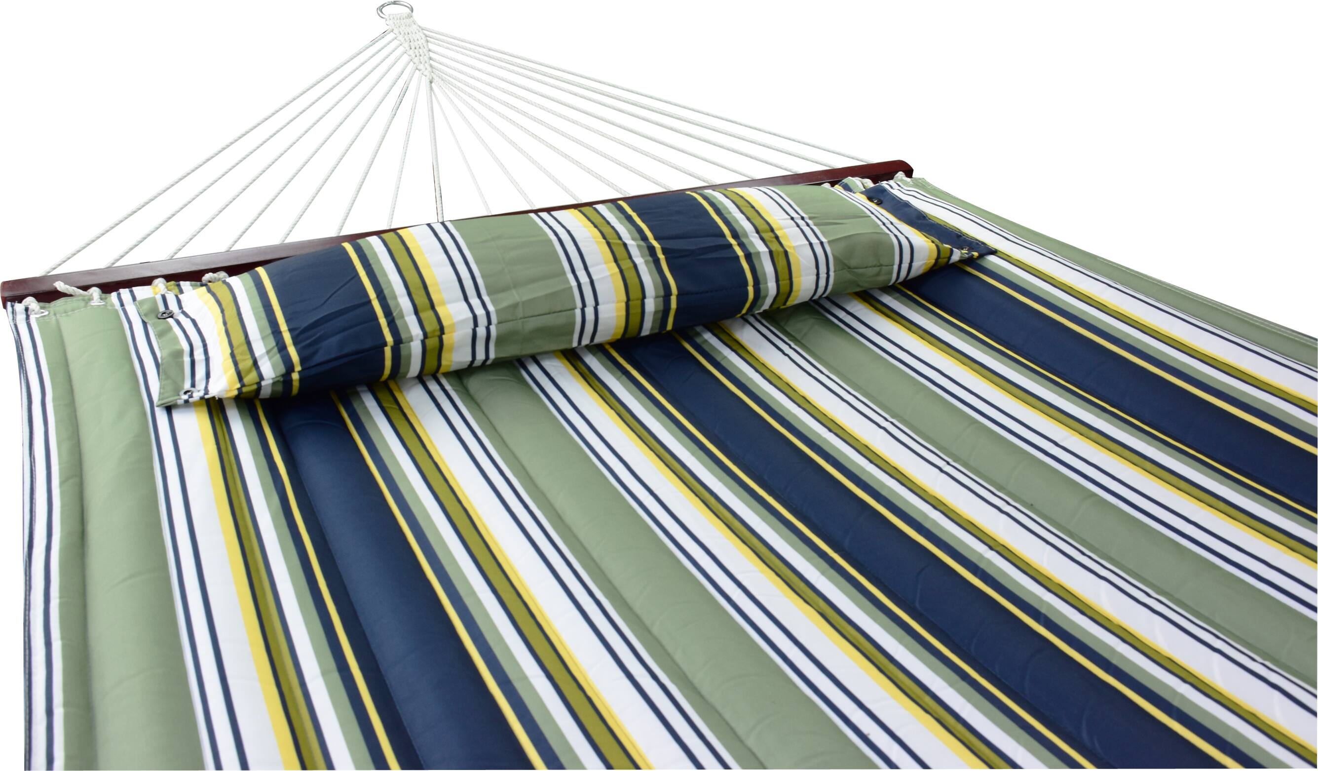 Alt View 4. Sorbus - Sorbus 2-Person Stylish Hammock with Stand- Premium Cotton 53" Large Hammock Bed- with Spreadedbars & Pillow - Blue.