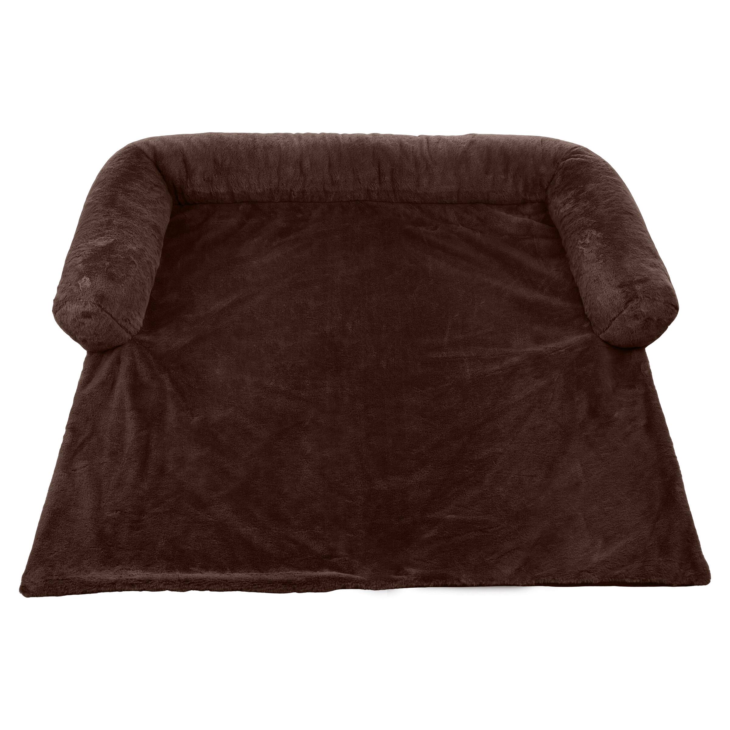 PetMaker - 45in Plush Dog Bed for Couch - DarkBrown