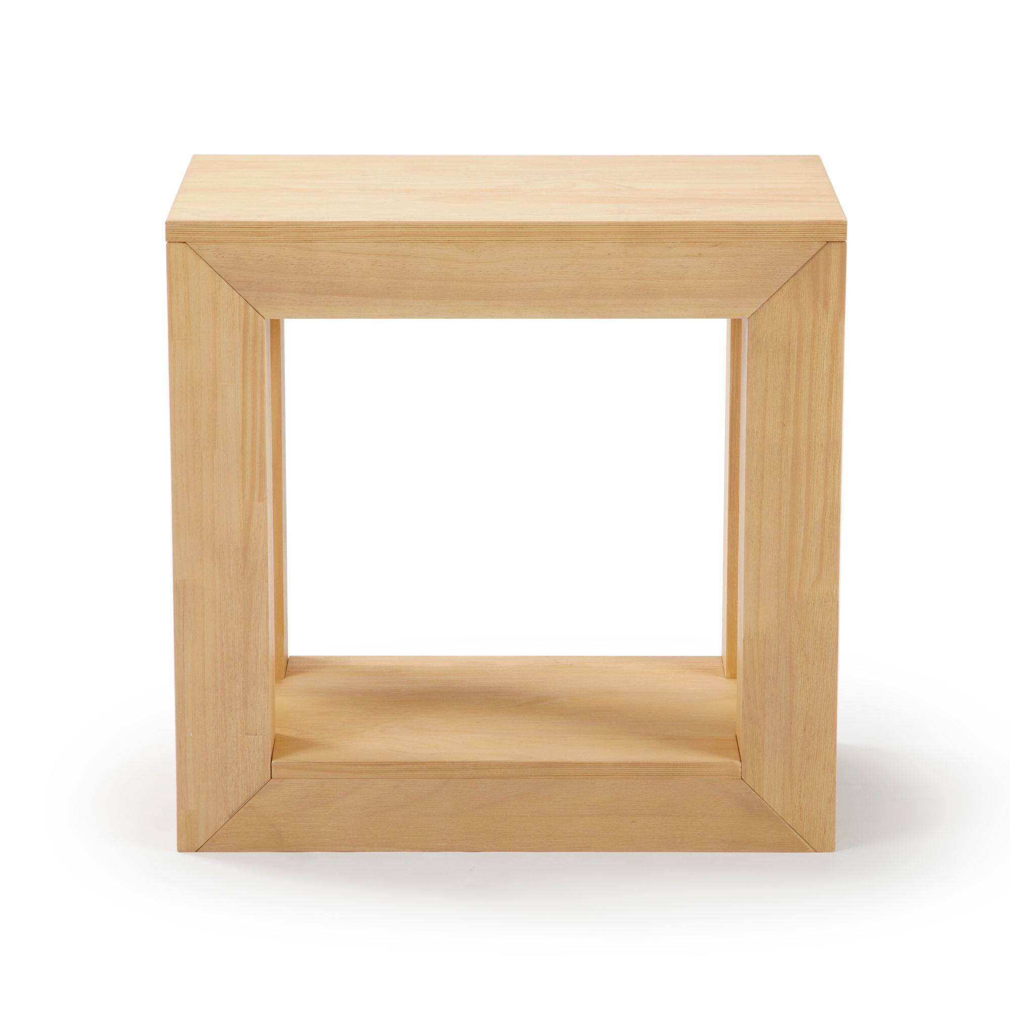 Alt View 3. Plank+Beam - Modern Rectangular Side Table with Shelf (24in x 15in / 630mm x 375mm), Blonde Wirebrush - Blonde Wirebrush.