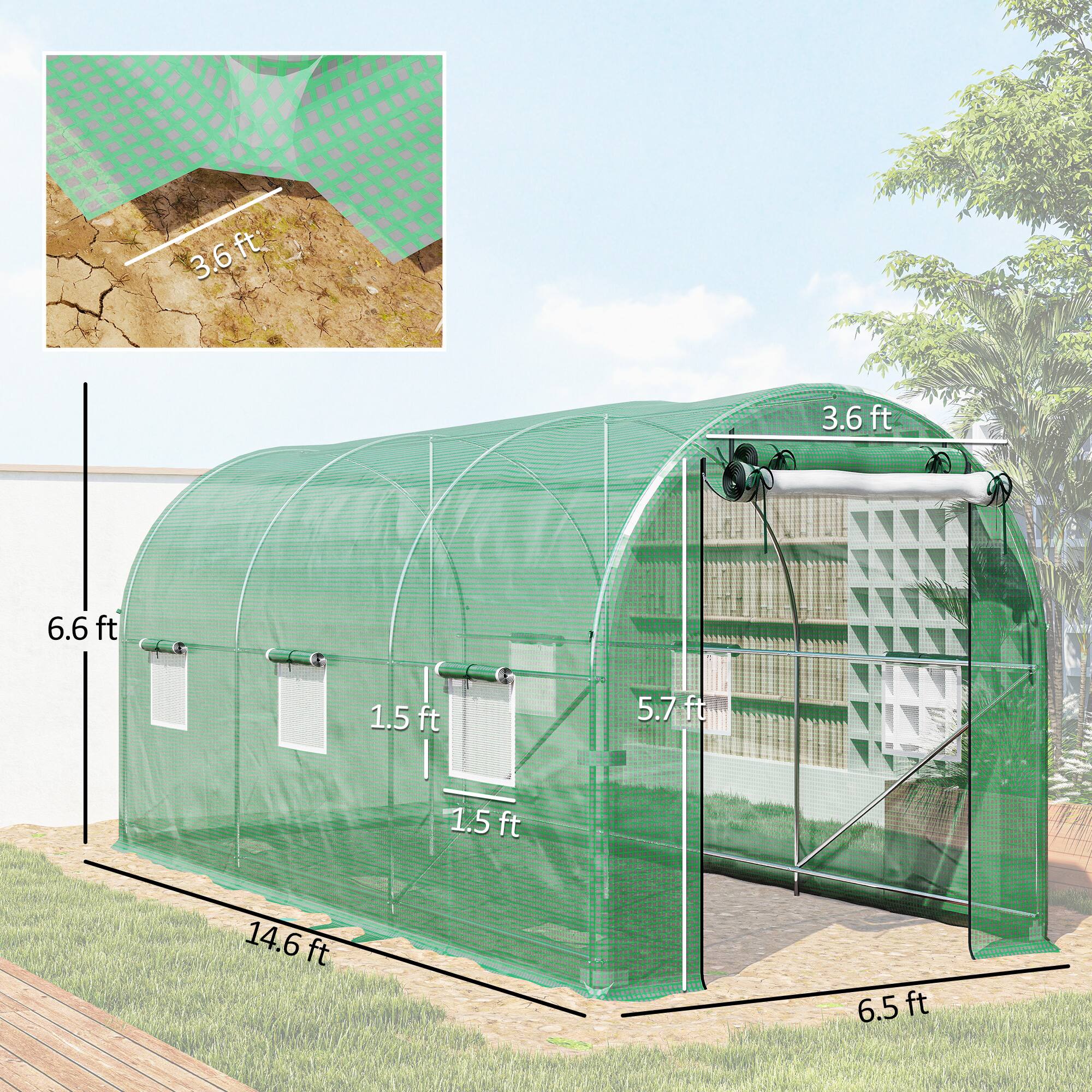 Alt View 2. Outsunny - House Greenhouse, Walk-in Tunnel Greenhouse with 2 Support Rods, Zippered Roll-up Mesh Door.