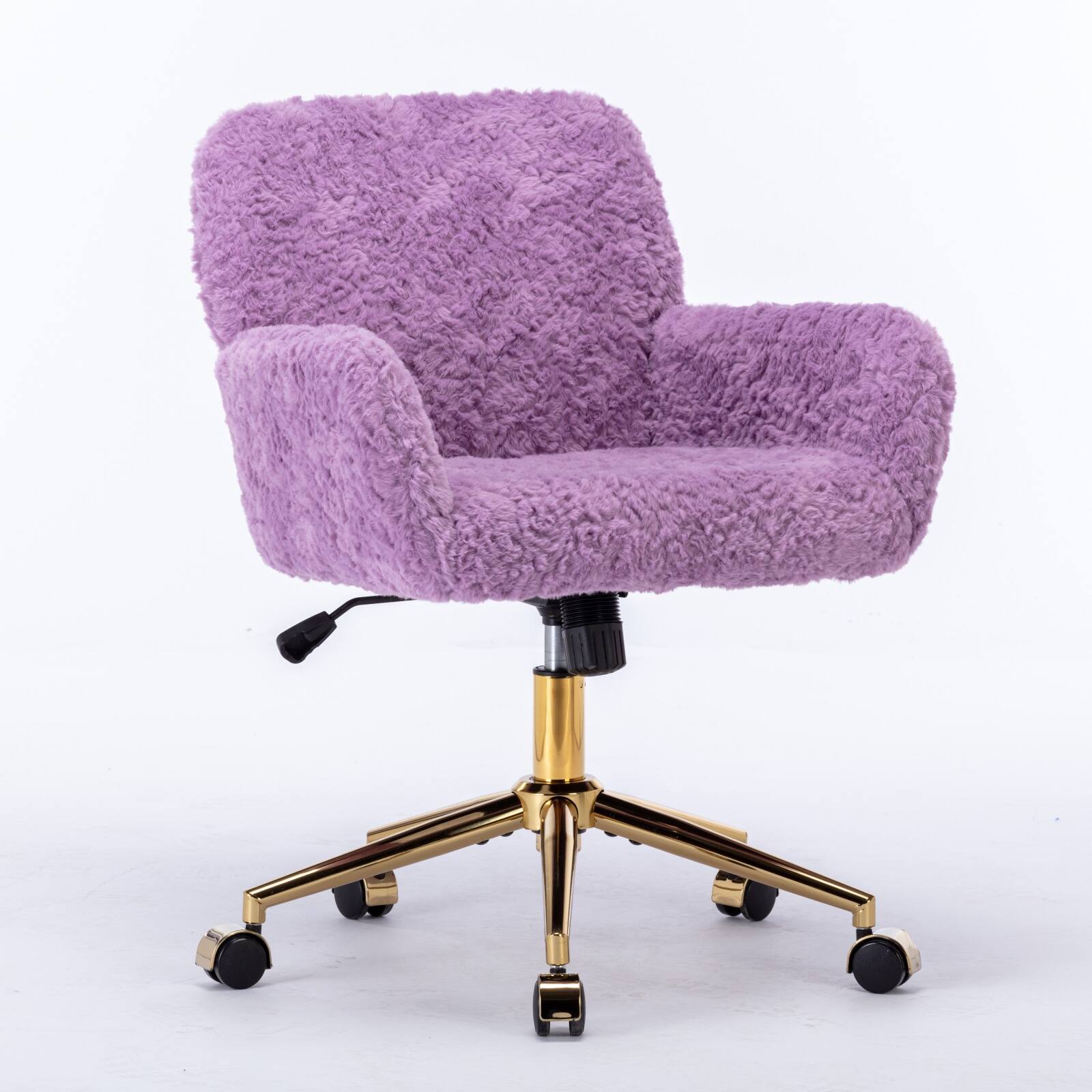 Back. GOODSILO - Premium Adjustable Swivel Office Chair with Golden Metal Base and Plush Velvet Upholstery for Home or Office Use - Violet.