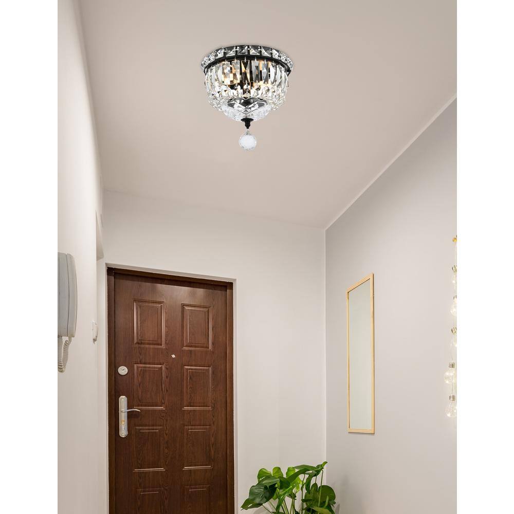 Left. Elegant Lighting - Tranquil 8 inch black flush mount - Black And Clear.