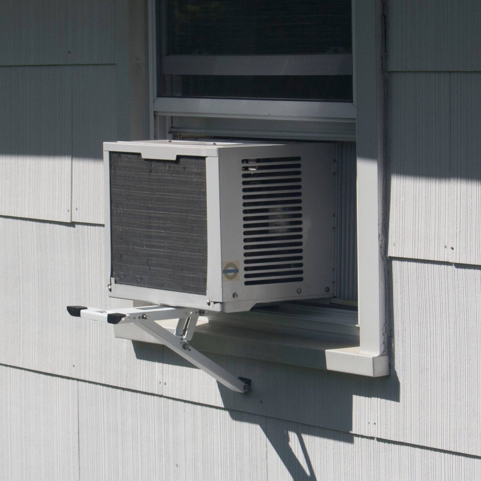 Alt View 1. AnyMount - ANYMOUNT Air Conditioner Support Bracket for Outdoor Window AC, AC Window Bracket Supports up to 10,000 BTU & 88 Lbs. - White.