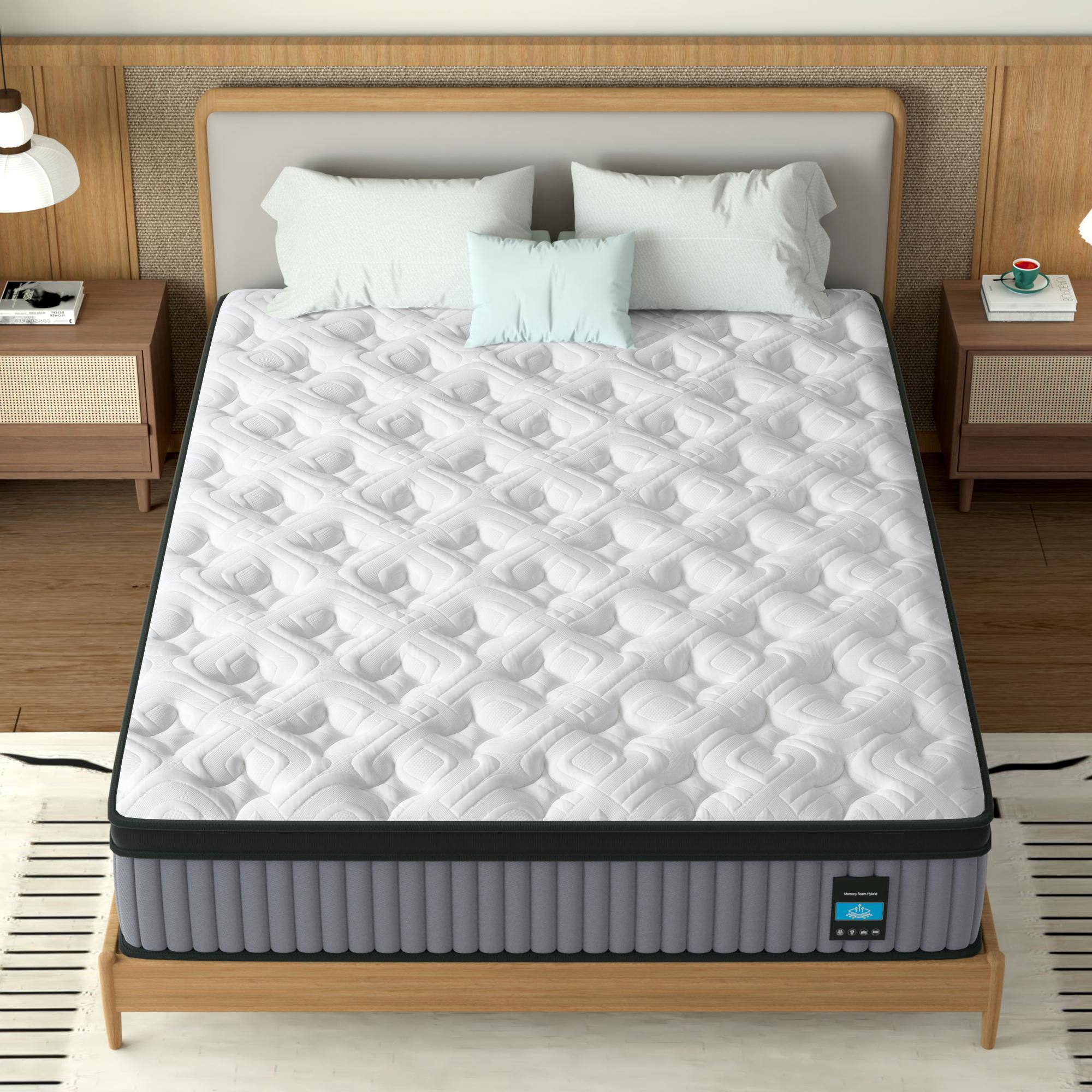 Alt View 2. Chery Life - 14 in. King Size Mattress Memory Foam with Pocket Springs for  Pressure Relief - Grey White.