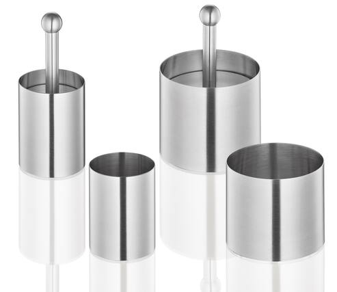 Front. Kuchenprofi - Stainless Steel 6-Piece Food Mold Forming Rings with Tamper/Pushers, Silver - Silver.