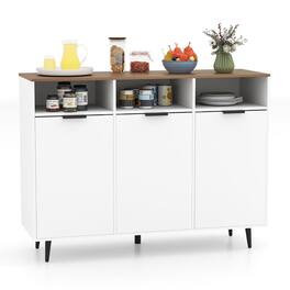 Pefilos - Sideboard Buffet Cabinet, Kitchen Storage Cabinet with 5-Position Adjustable Shelves - White