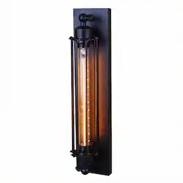 Jandcase - 18 in. 1-Light Black Industrial Wall Sconce, Retro Wrought Iron Light for Indoor Outdoor Walls