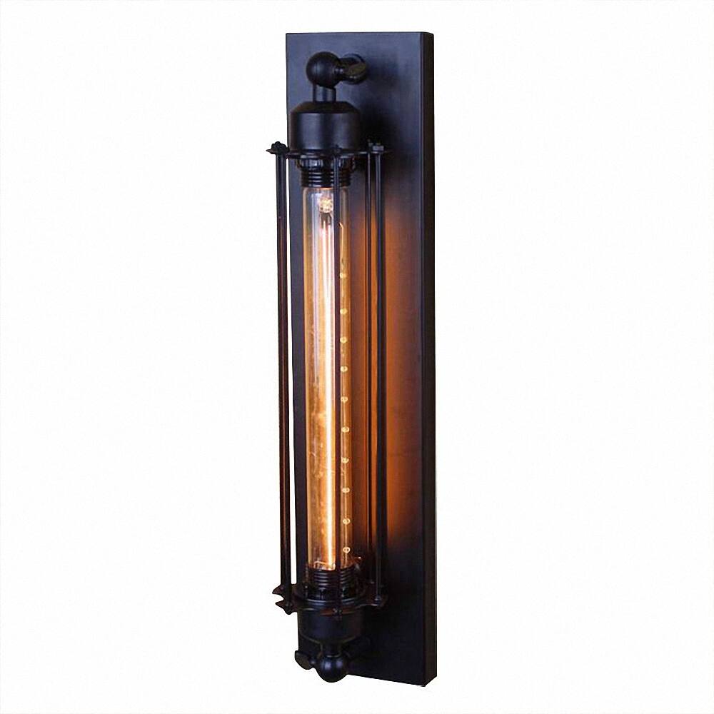 Front. Jandcase - 18 in. 1-Light Black Industrial Wall Sconce, Retro Wrought Iron Light for Indoor Outdoor Walls.
