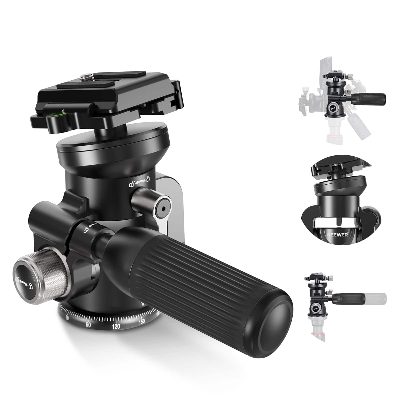 Neewer - Video Pan Tilt Head, +/-15° Leveling, Arca, 11lb