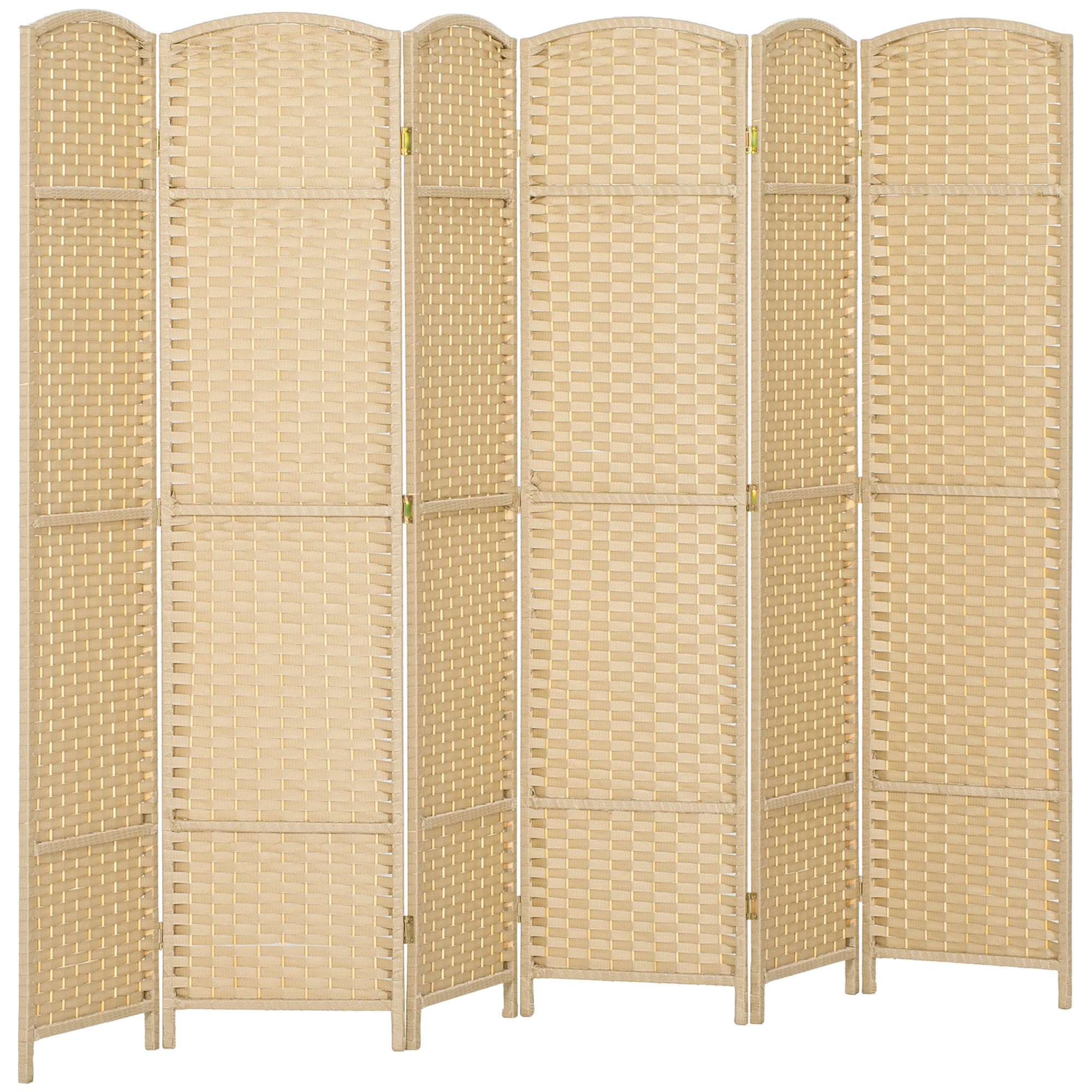 Homcom - Room Divider, 6 Panel Folding Privacy Screen, 5.6' Tall Freestanding Wall Partition for Home Office, Bedroom - beige