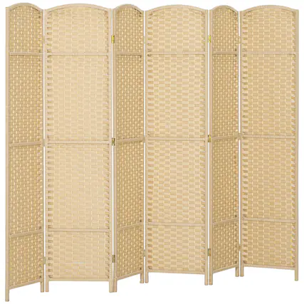 Front. Homcom - Room Divider, 6 Panel Folding Privacy Screen, 5.6' Tall Freestanding Wall Partition for Home Office, Bedroom, Beige - beige.