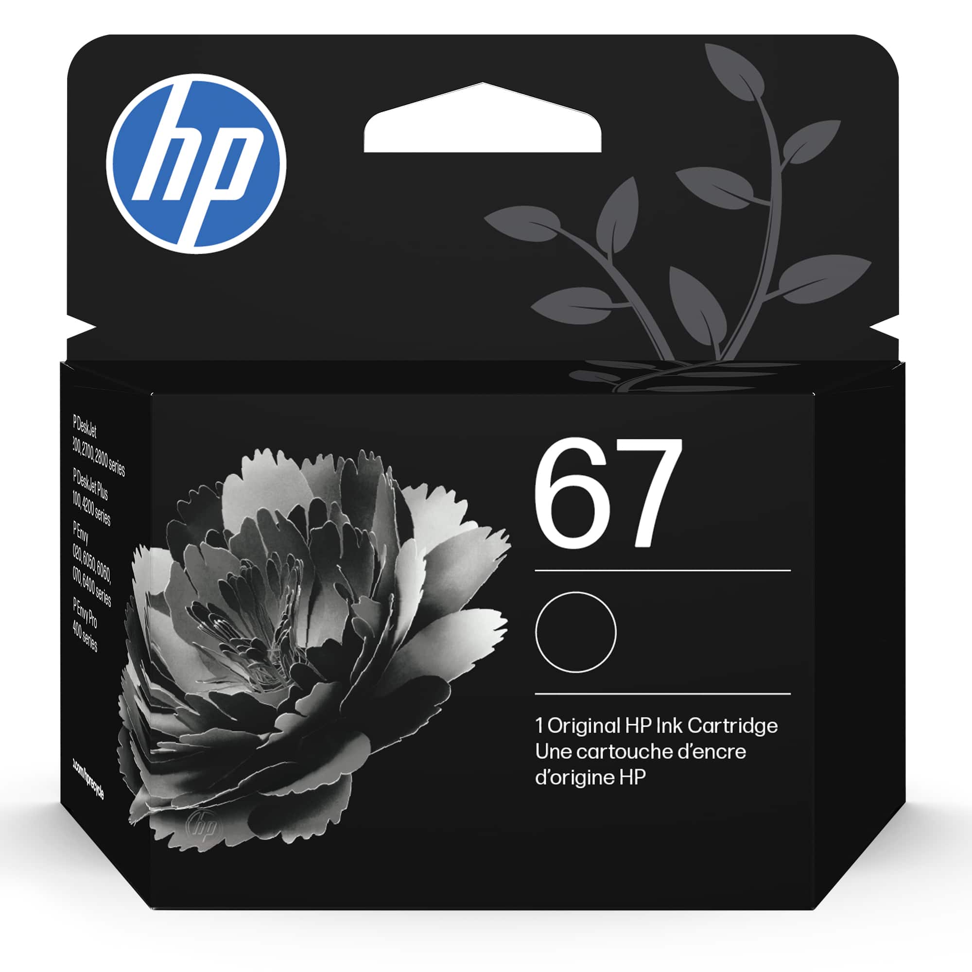 hp
67
1 Original HP Ink Cartridge
Une cartouche d'encre d'origine HP
P-DeskJet
2000, 2000 series
P-DeskJet
2500, 2500 series
P-DeskJet
3000, 3000 series
P-DeskJet
4000, 4000 series
P-DeskJet
4500, 4500 series
P-DeskJet
5000, 5000 series
P-DeskJet
5500, 5500 series
P-DeskJet
6000, 6000 series
P-DeskJet
6500, 6500 series
P-DeskJet
7000, 7000 series
P-DeskJet
7500, 7500 series
P-DeskJet
8000, 8000 series
P-DeskJet
8500, 8500 series
P-DeskJet
9000,