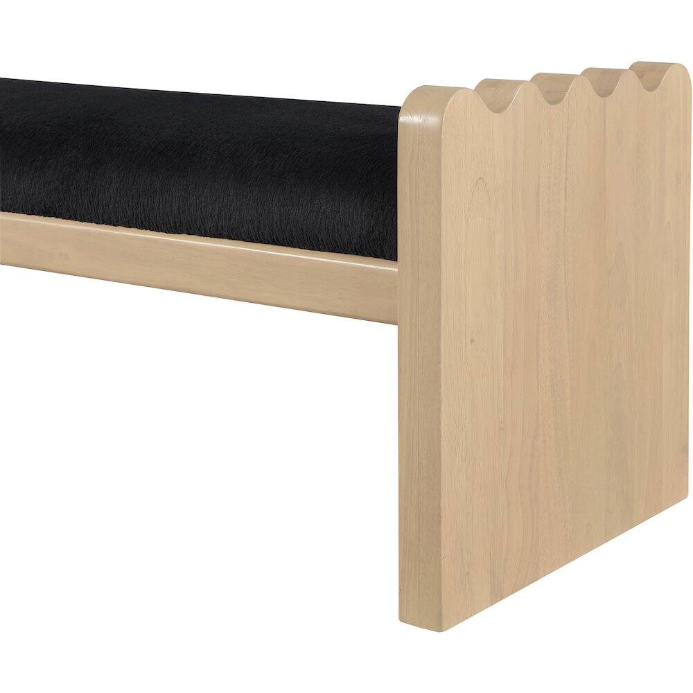 Alt View 4. Meridian Furniture - Sonia Black Velour Fur Fabric Bench - Black.