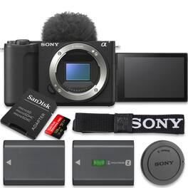 Bundle - Sony - ZV-E10 II Body-Only Camera with Extra Battery, 64GB Card & Case - Black