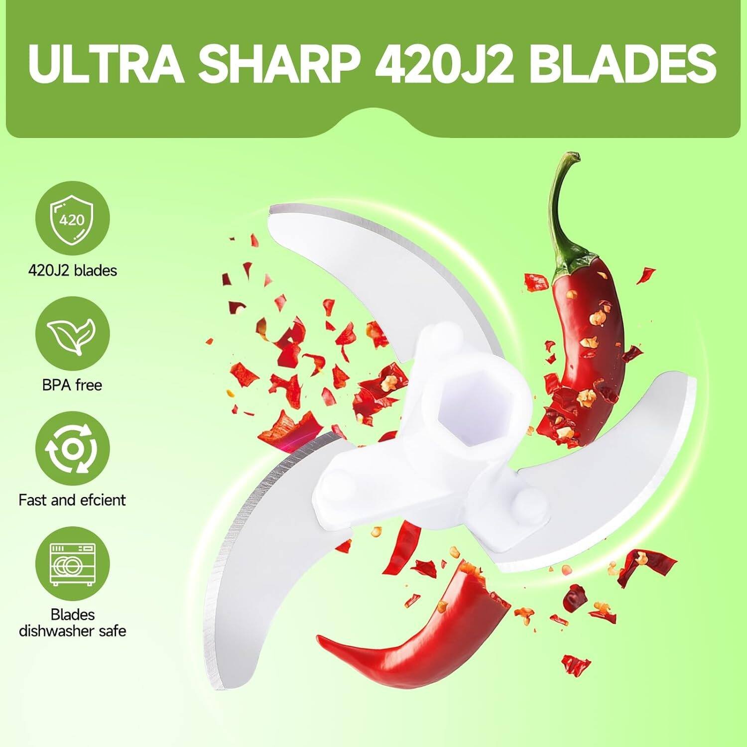 ULTRA SHARP 420J2 BLADES, 420J2 blades, BPA free, Fast and efficient, Blades dishwasher safe