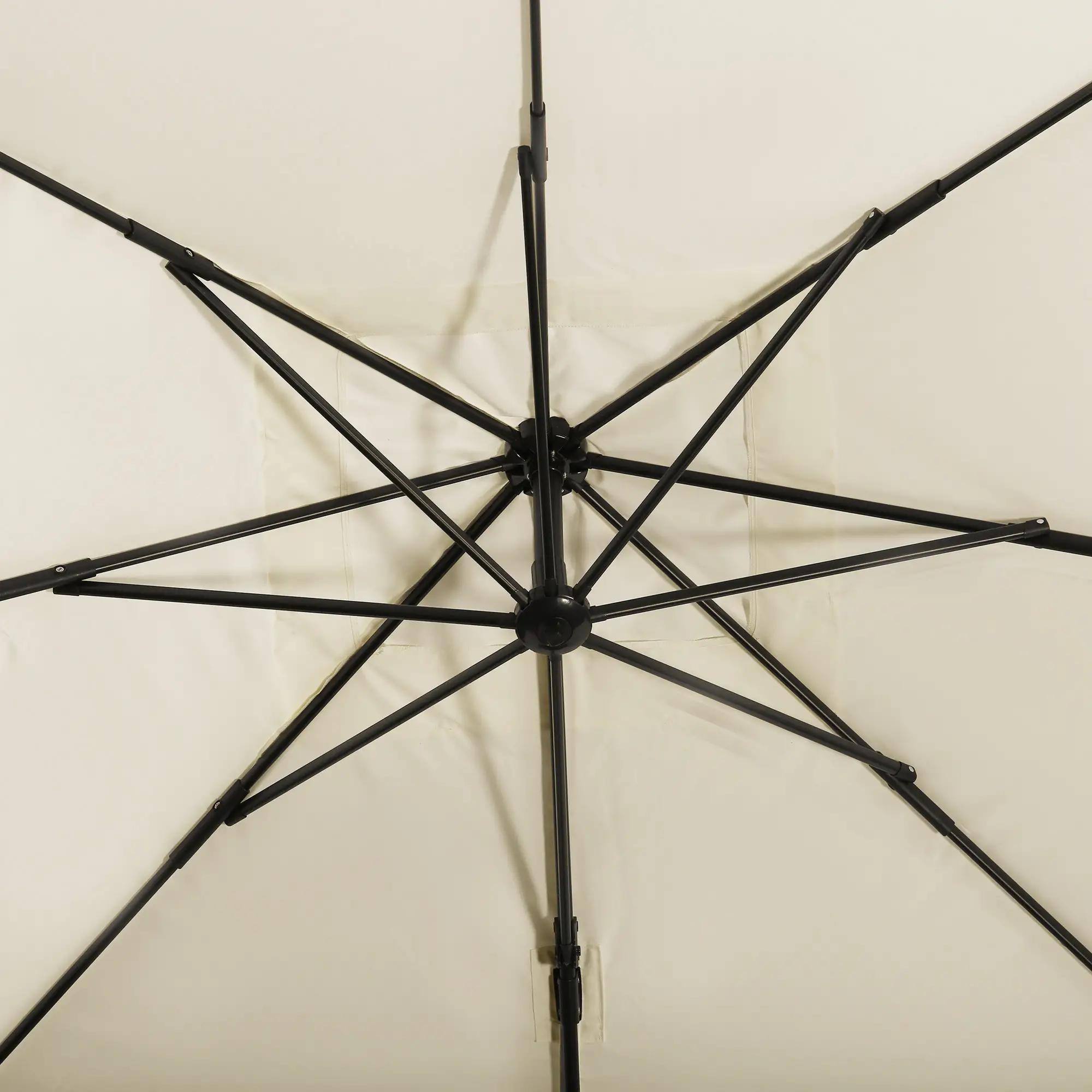 Alt View 5. Spaco - Spaco 8ft Cantilever Umbrella Square Offset with Tilt, Crank and Cross Base - White.