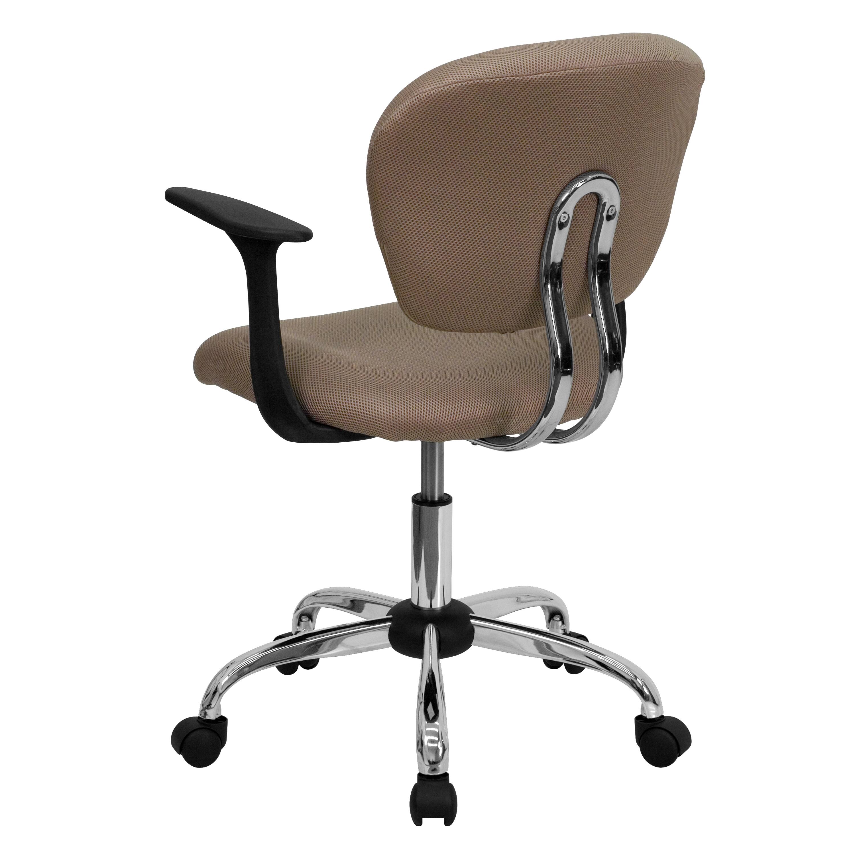 Alt View 3. Emma + Oliver - Mid-Back Mesh Padded Swivel Task Office Chair with Chrome Base and Arms - Coffee Brown.