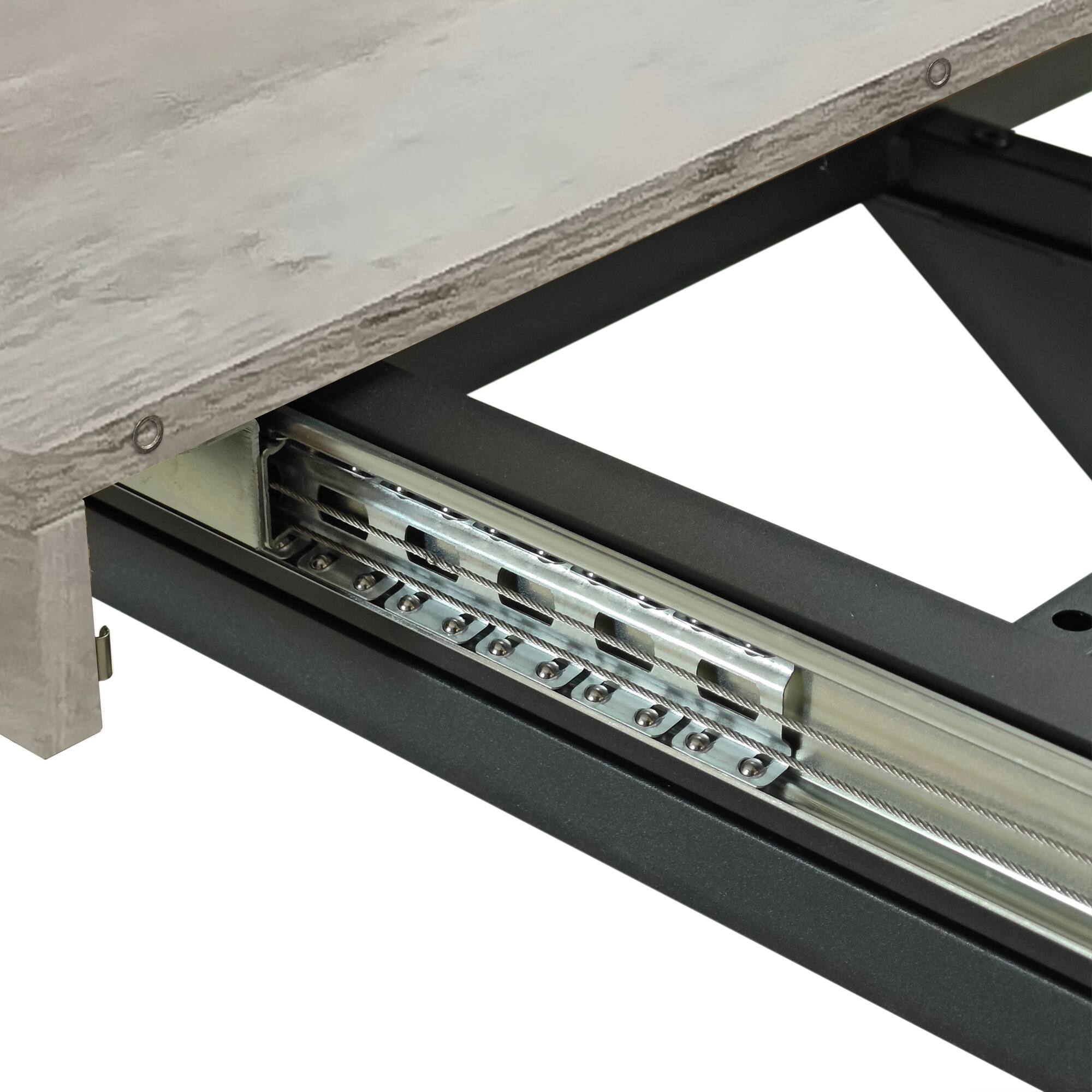 Alt View 5. Tiramisubest - Retro Rectangular Stretch Dining Table with Storage Box,Grey Carole Top With Black Embossed Center Plate,Iron Foot Base - Grey.