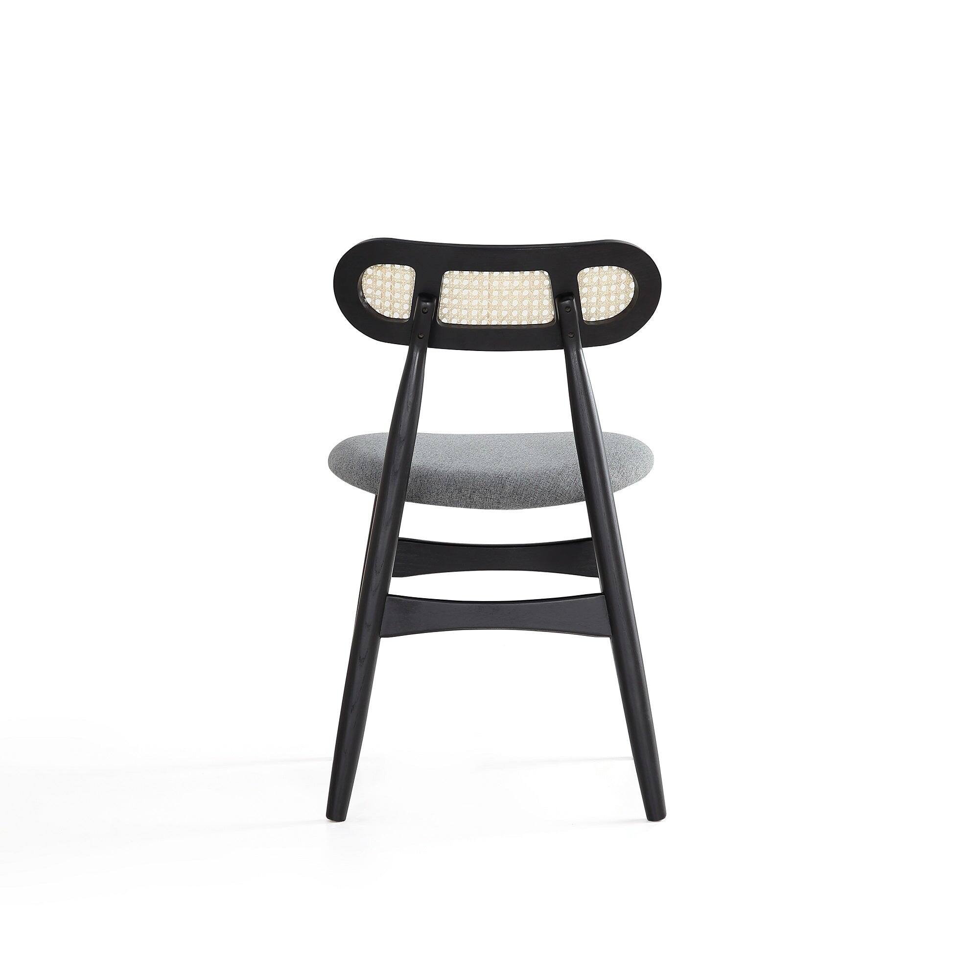 Alt View 3. Manhattan Comfort - Colbert Industry Chic Cane Back Wood Upholstered Dining Chair - Set of 2 - Black and Gray.