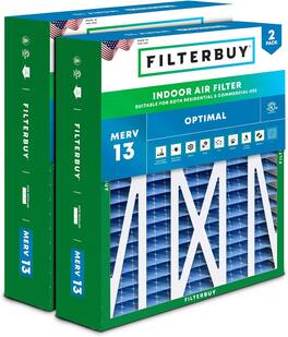 Filterbuy - 20x23x5 MERV 13 Smoke & Allergy Defense, Pleated HVAC AC Furnace Air Filters Replacement for Carrier & More (2-Pack) - Blue