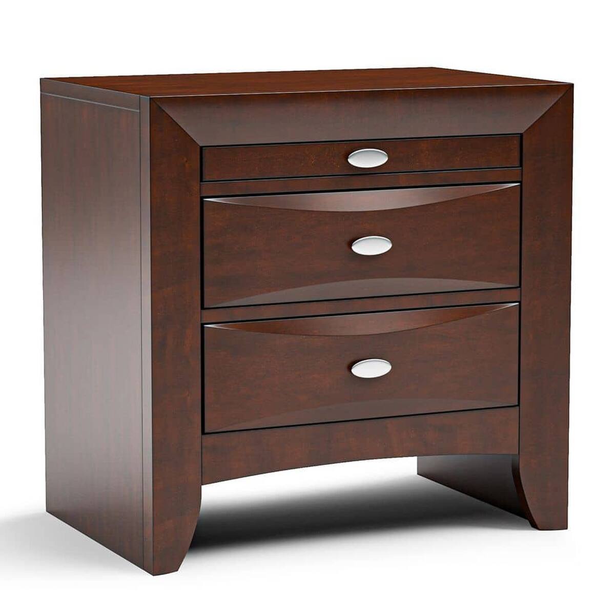 Alt View 2. Loheer - Loheer Cherry Two Drawer Nightstand with Pull Out Tray, Wood Bedside Cabinet - Cherry.