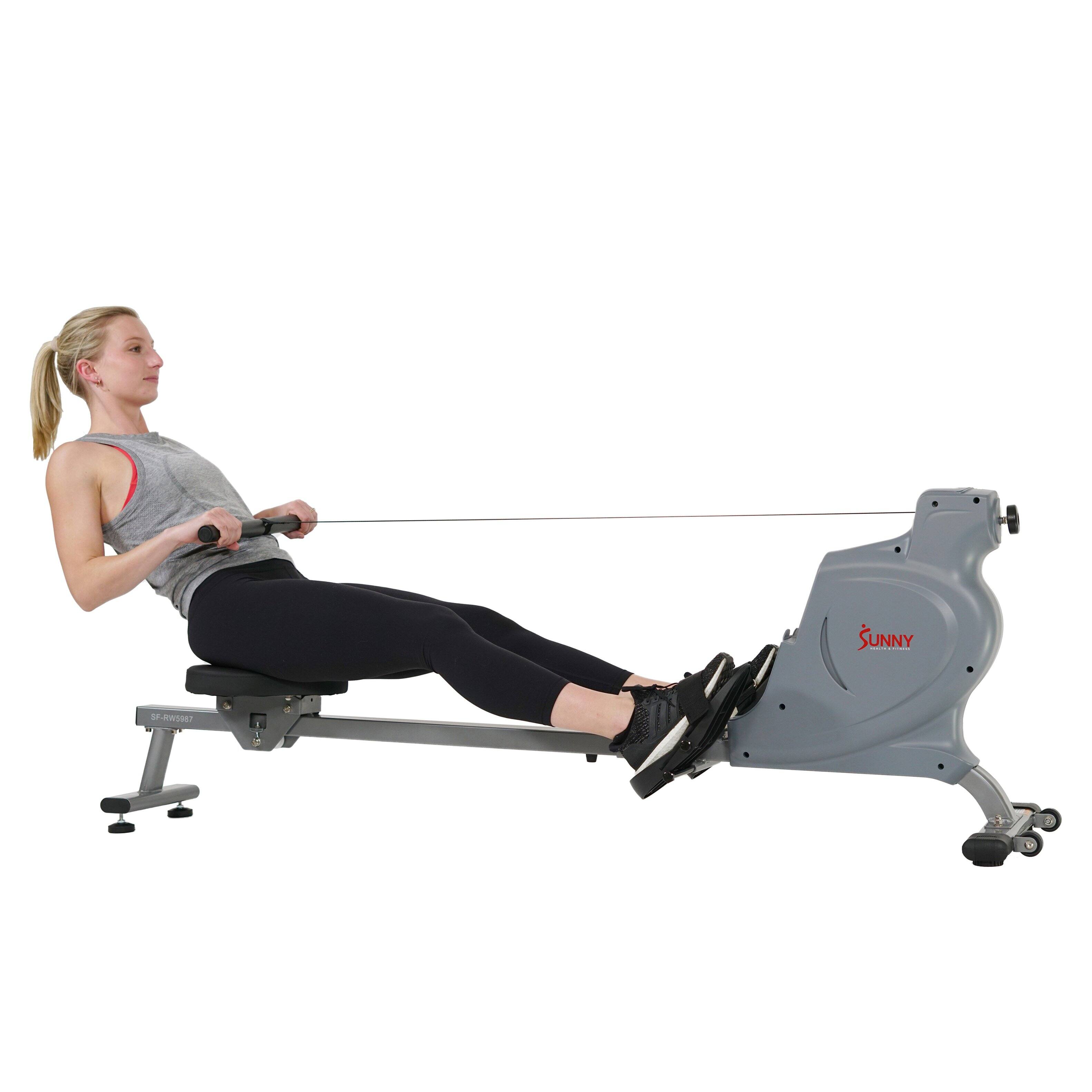 Sunny Health & Fitness - Space Efficient Convenient Magnetic Rowing Machine - Gray