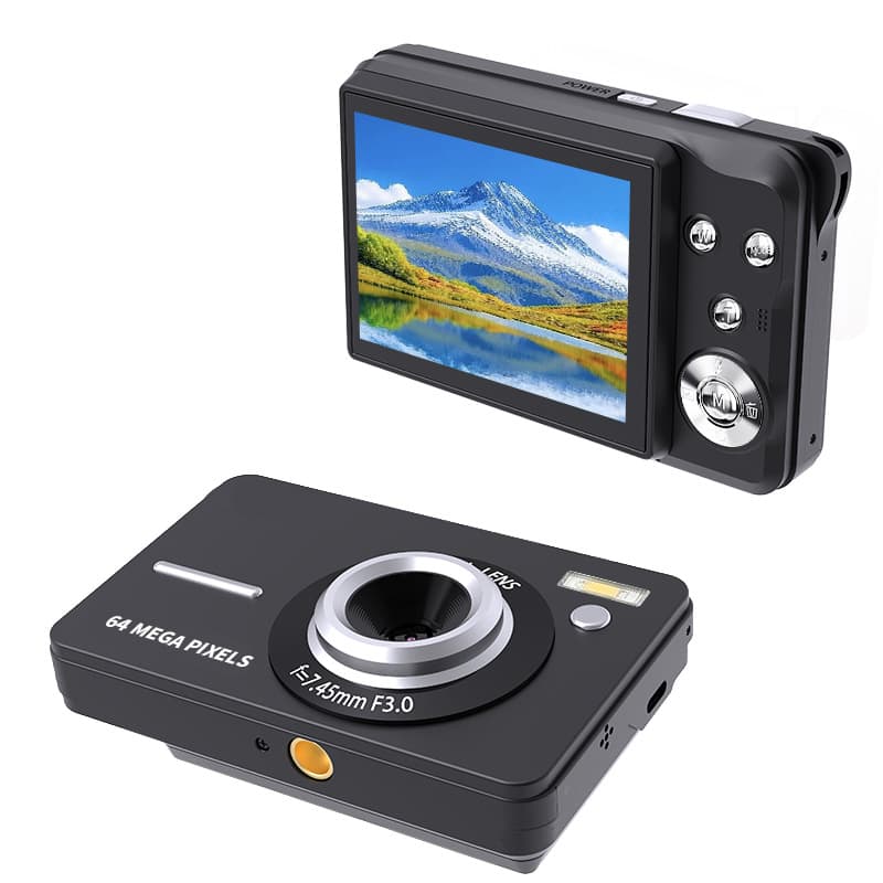 Cluzine - Classic Retro 4K 64MP CMOS Digital Camera 20X Zoom Portable Compact Camera with SD Card Fill Light for Students