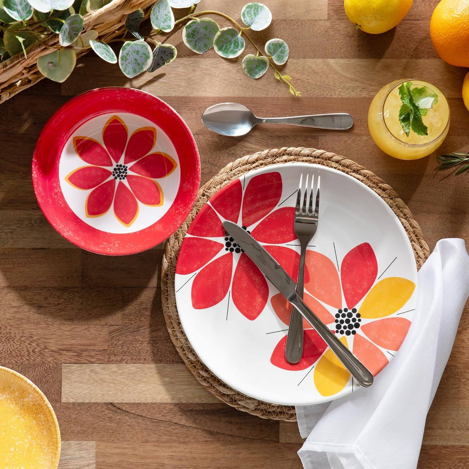 Alt View 4. Larder & Vine - 12-Piece Cathrineholm™ Dinnerware Set for 4, Made from 100% BPA-Free Melamine - Citrus.