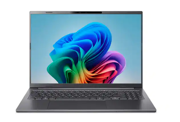 Front. Acer - Aspire 16 AI 16" Laptop WUXGA Snapdragon X X1-26-100 16GB 512GB SSD Adreno A16-11M-X0LW - Steel Gray.