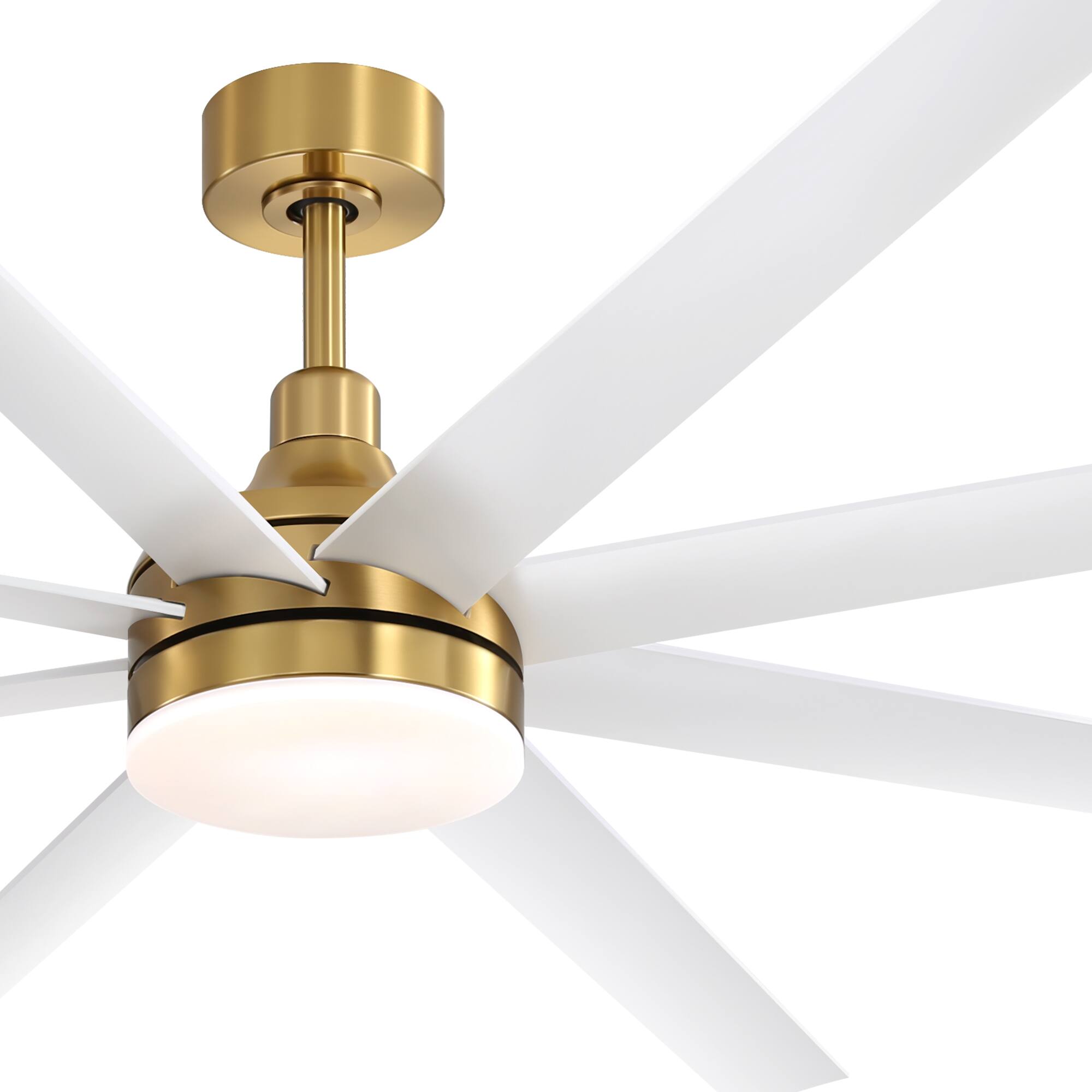 Alt View 10. Breezary - 72-Inch Sleek LED Ceiling Fan with 8 ABS Blades, 3-Color Light, DC Motor, 6-Speed Remote & Timer - 72-inch white and gold.