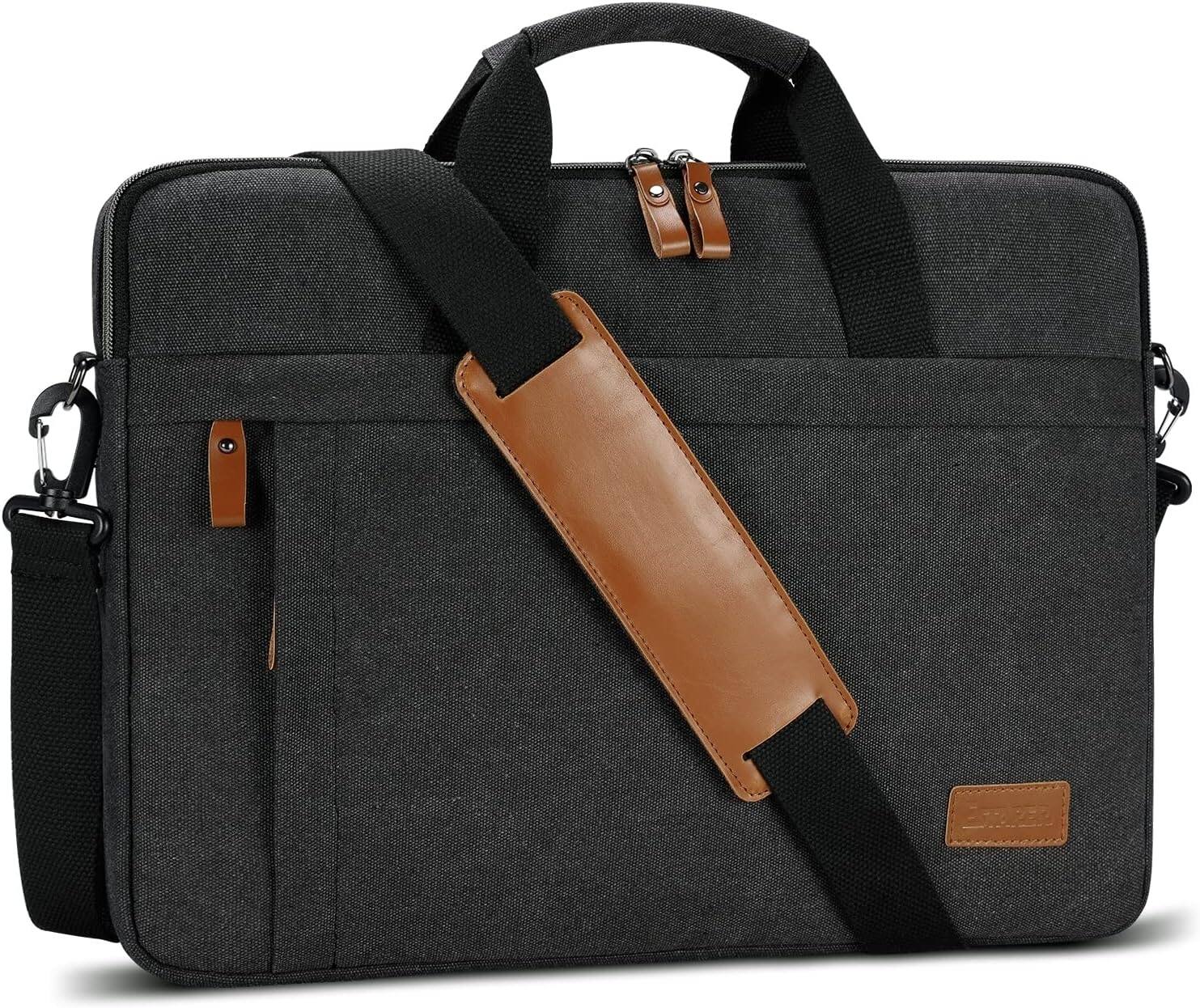Front. Vulpecula Spade - Laptop Bag 17-17.3 Inch, Computer Bags for Men Water-resistant Canvas Laptop Case Slim Laptop Sleeve Fits Hp/Dell - Dark Grey-canvas.