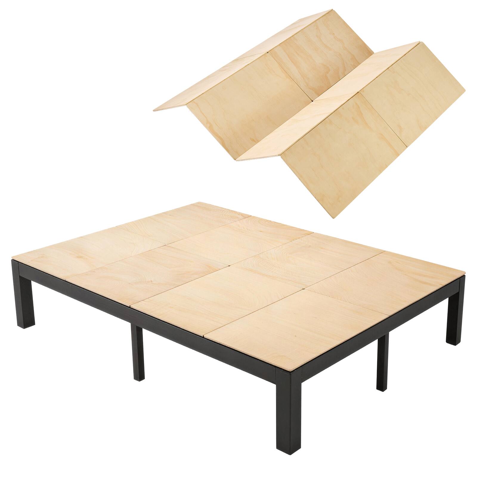 VEVOR - Bunkie Board, Queen Size 76.8 x 58.3 in, Foldable Bed Board Under Mattress with Nylon Webbing, Plywood, Rounded Edges - Natural Wood