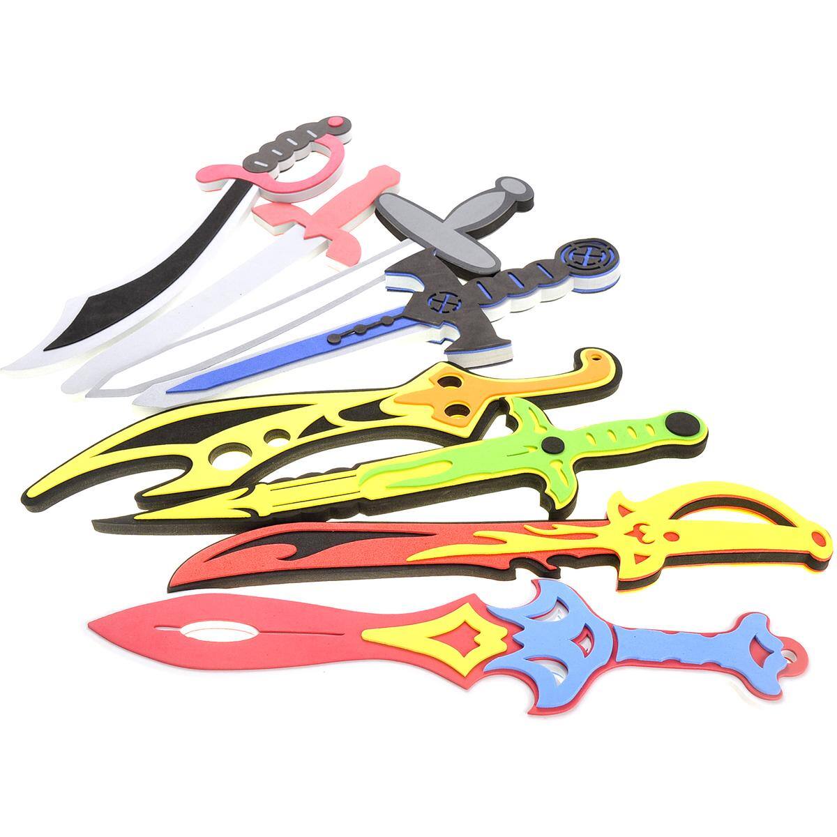 Angle. JuzToys - 8 Piece Foam Swords Play Set for Kids Parties & Pretend Play - Multicolored.