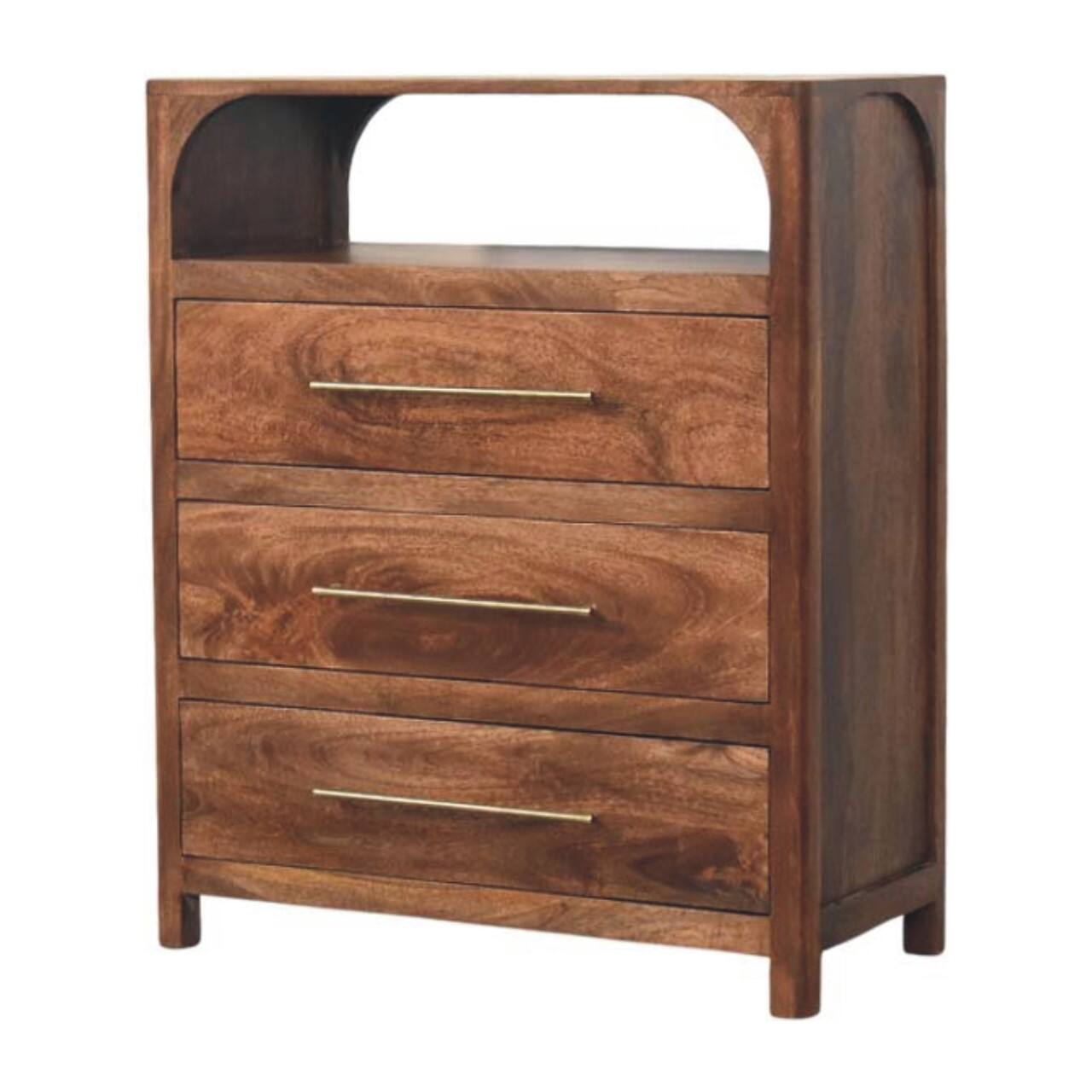 Angle. Artisan Furniture - Artisan Furniture Solid Wood Arc-Line 3 Drawer Chest, Brown - Brown.