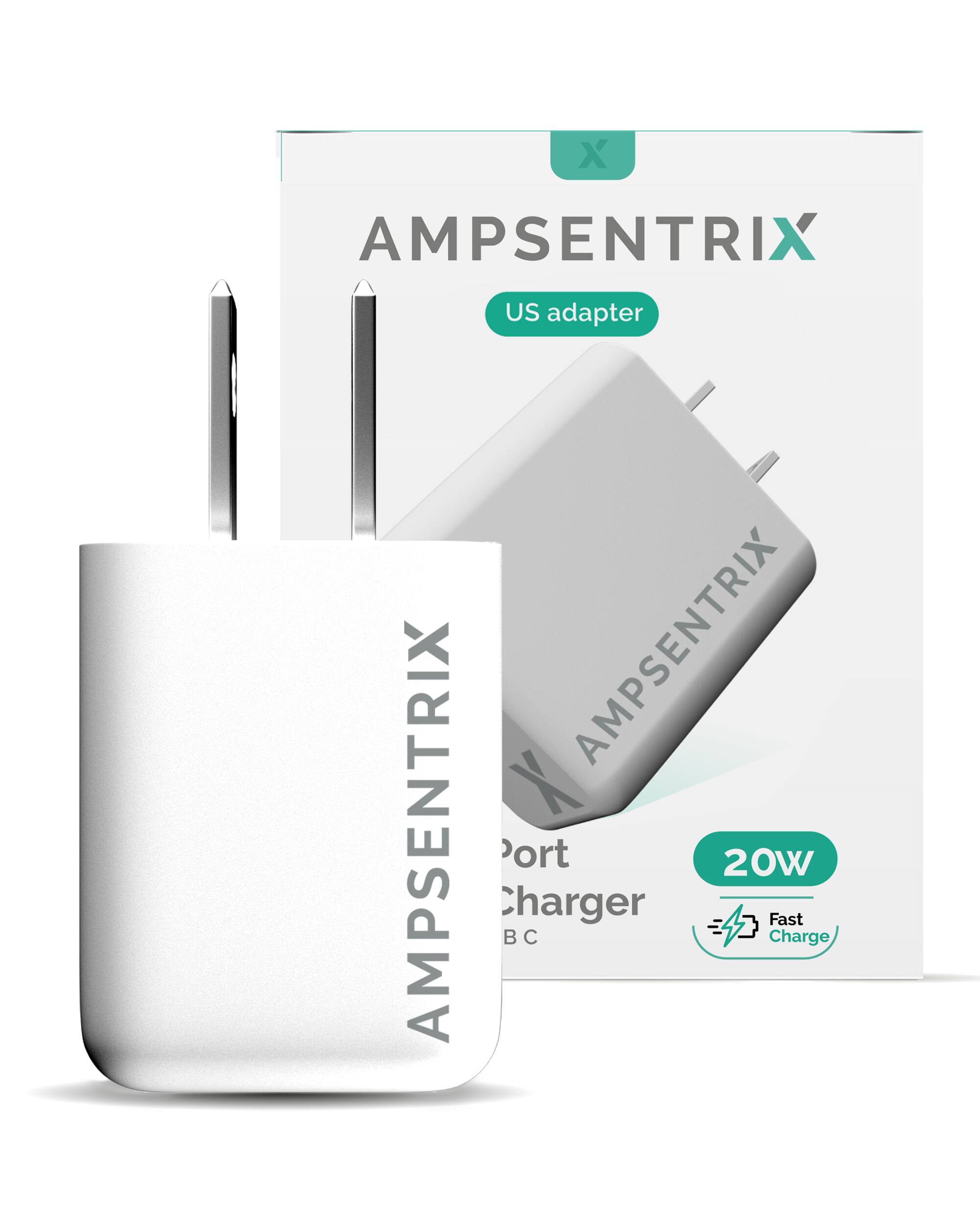 AMPSENTRIX  
US adapter  
20W  
Fast Charge  
BC  
Port Charger