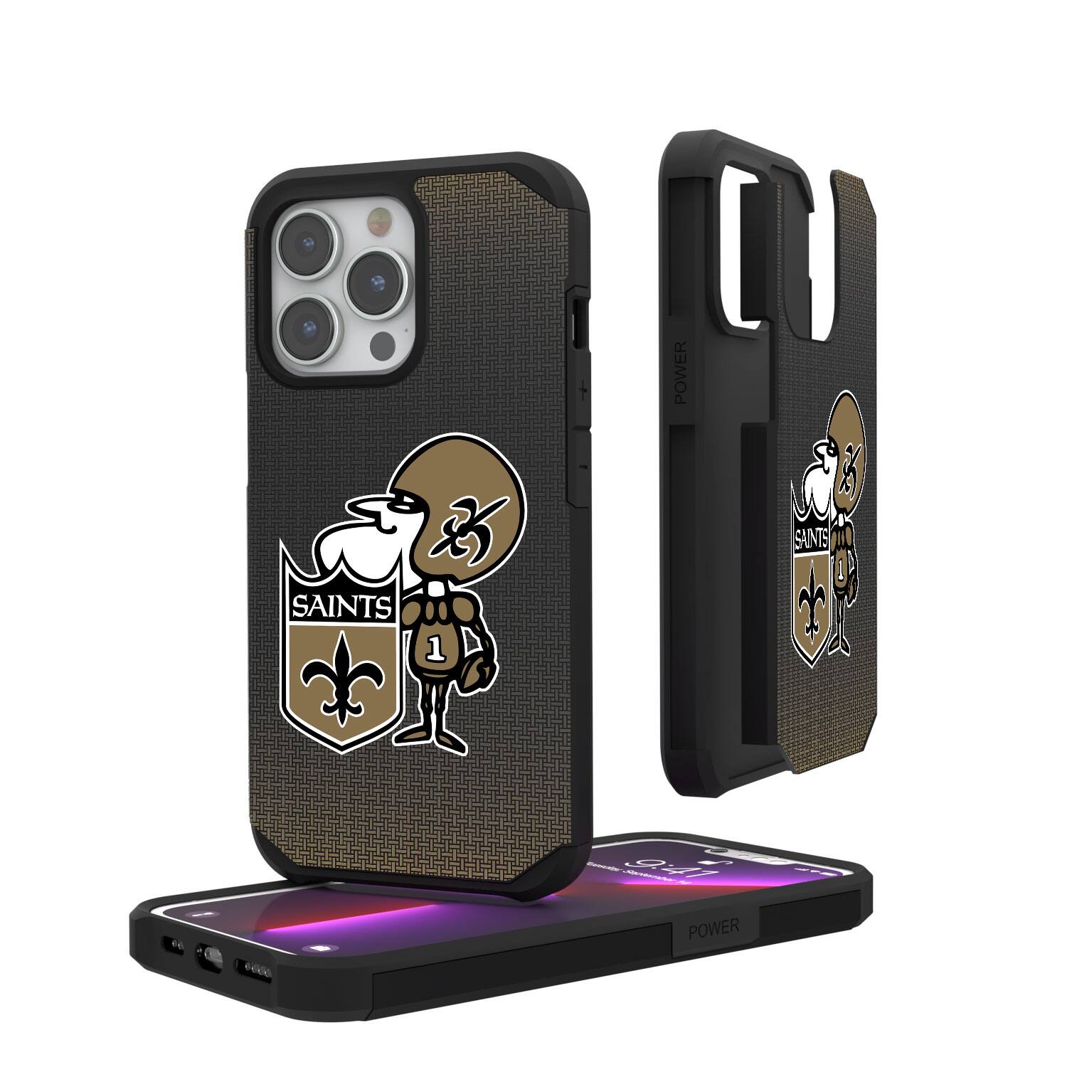 Keyscaper - NFL - New Orleans Saints Linen Logo iPhone Rugged Case - 14 Pro - Black price history on PriceWatchPro