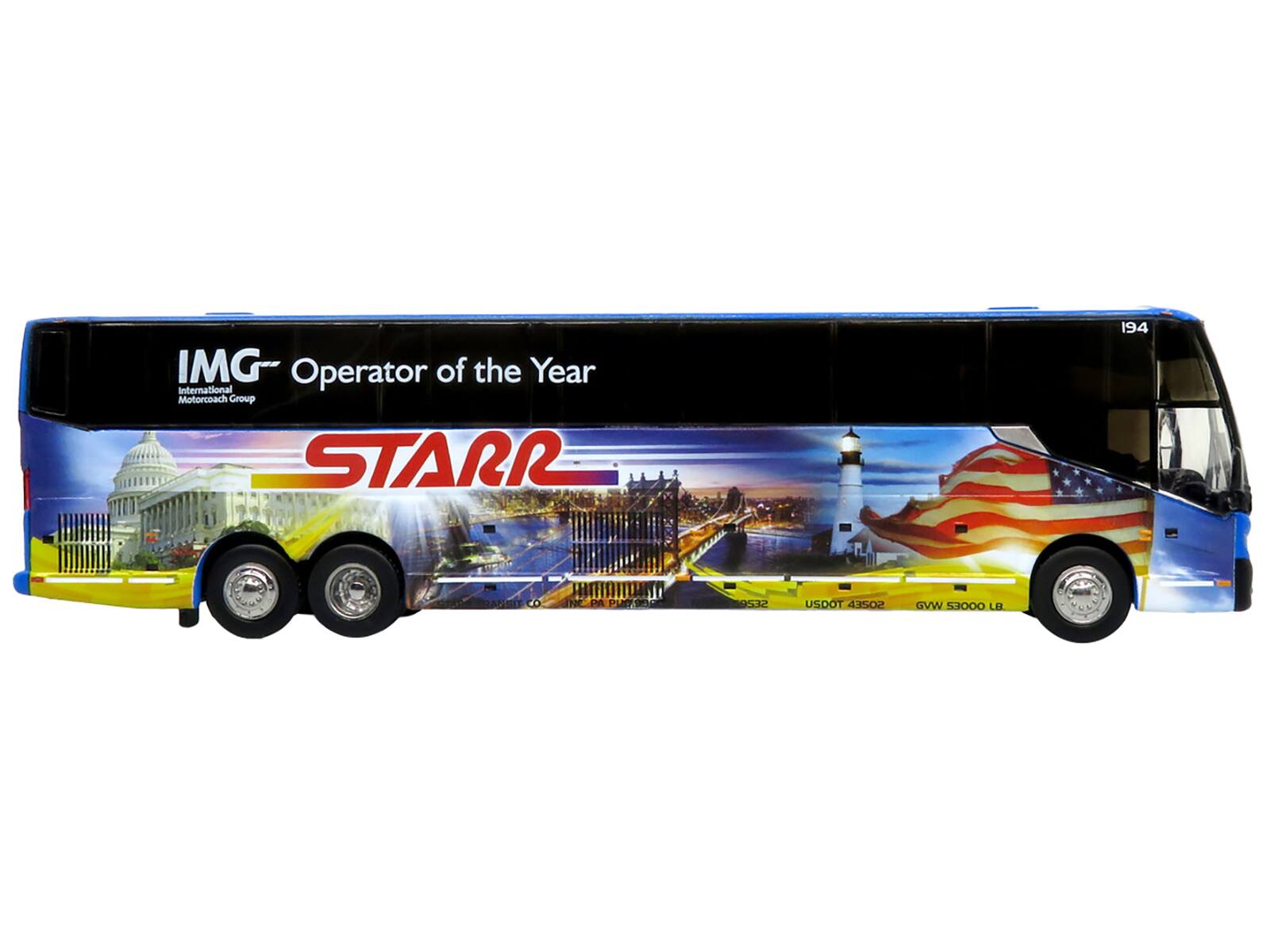 IMG - International Motorcoach Group  
Operator of the Year  
STARR  

USDOT 532  
GVW 53000 LB