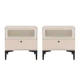 Manhattan Comfort - Amara Modern 20" Nightstand - Set of 2 - Pale Rose and White