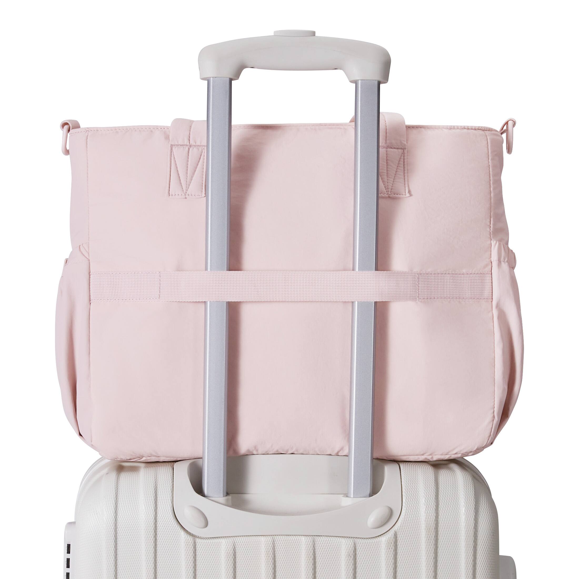 Back. Bagsmart - Multi-Functional Diaper Tote Bag, Convertible Mommy Bag with Detachable Bottle Pouch & Changing Pad - Pink.
