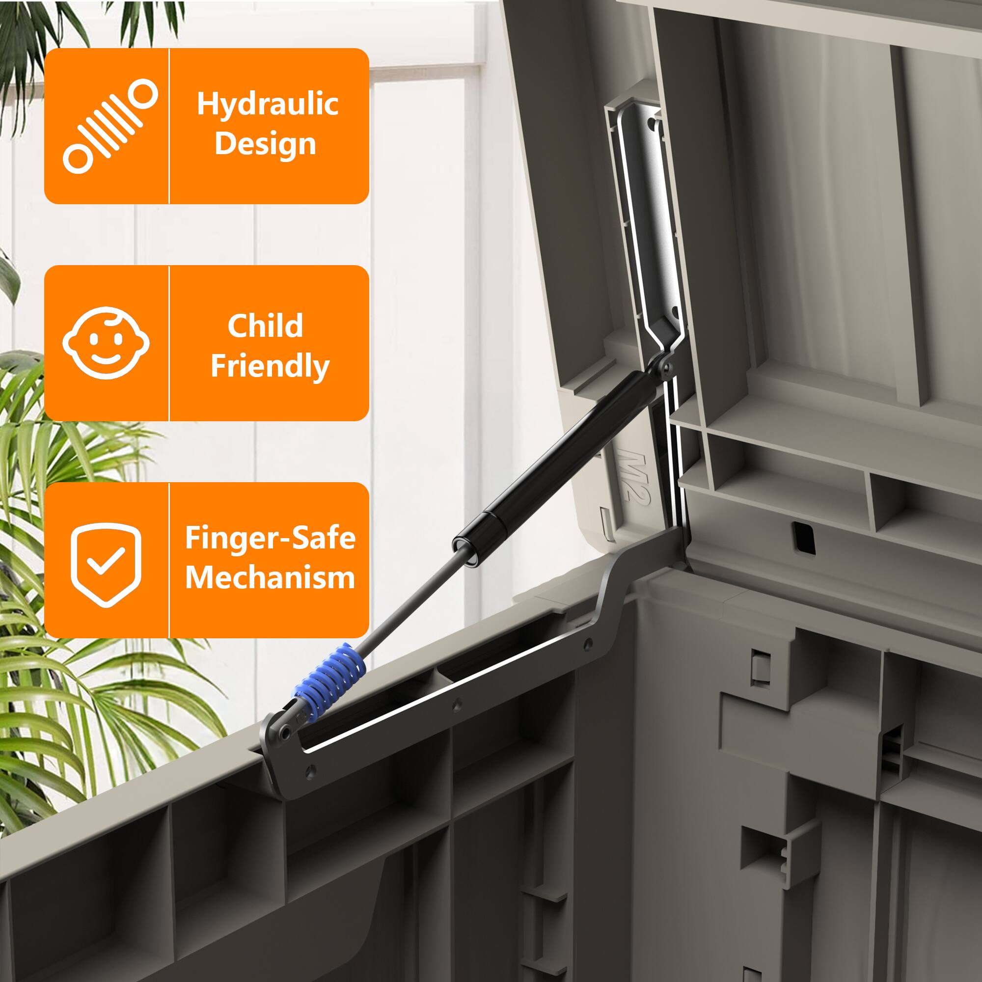 Hydraulic Design  
Child Friendly  
Finger-Safe Mechanism