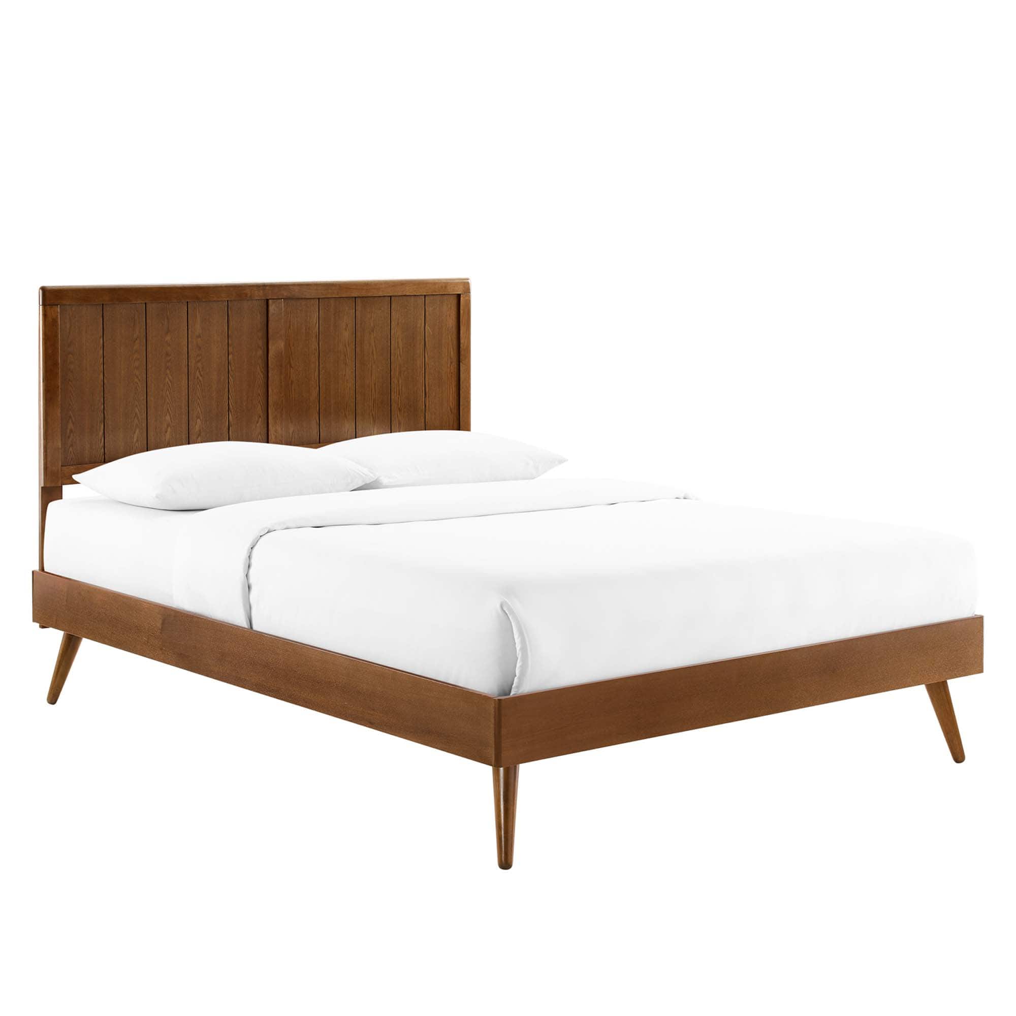 Modway - Alana Wood Queen Platform Bed With Splayed Legs - Brown
