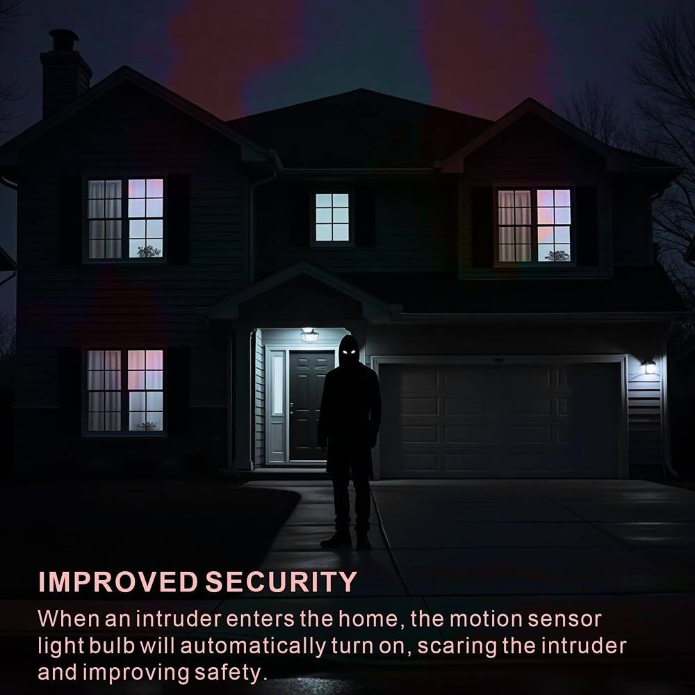 IMPROVED SECURITY

When an intruder enters the home, the motion sensor light bulb will automatically turn on, scaring the intruder and improving safety.