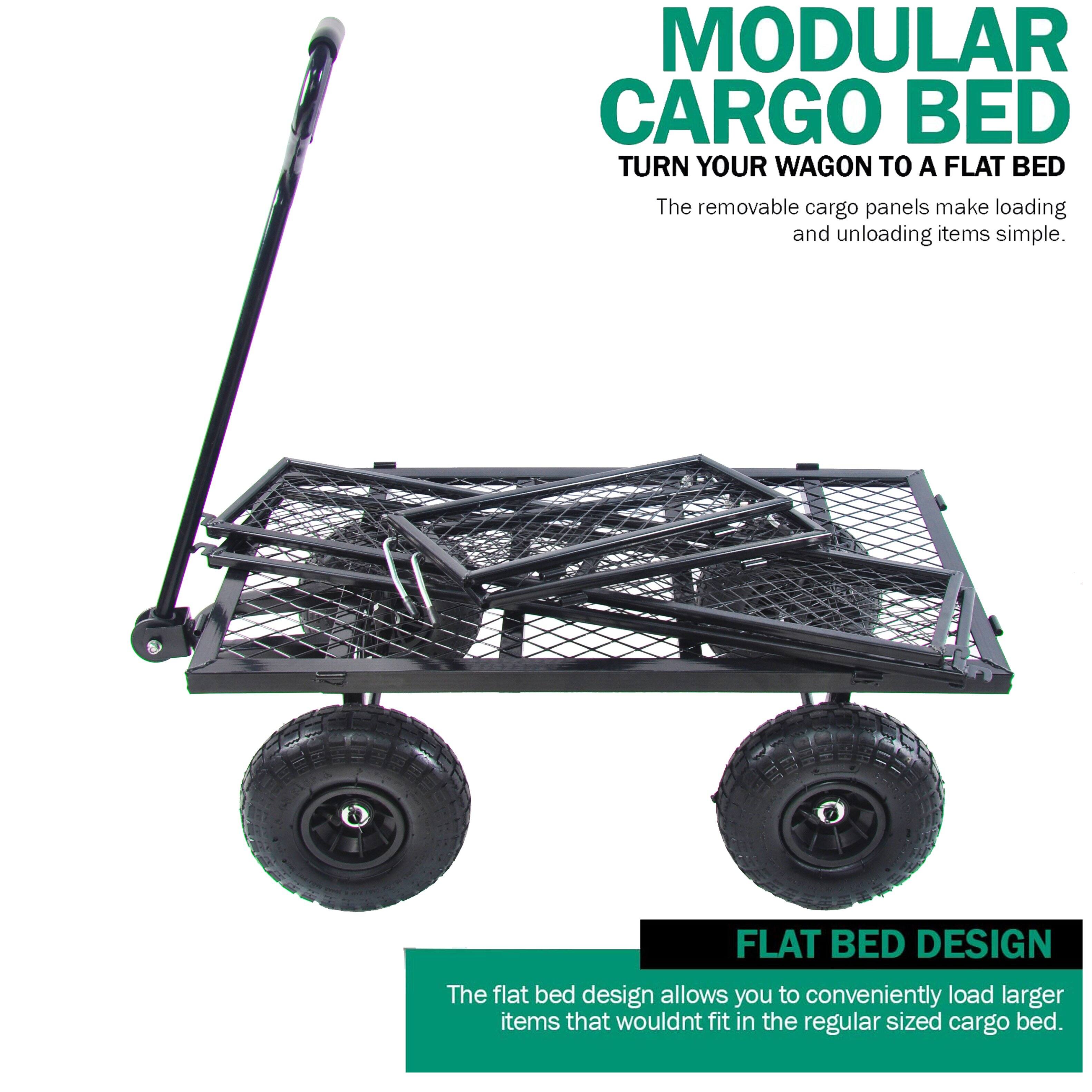 MODULAR CARGO BED  
TURN YOUR WAGON TO A FLAT BED  

The removable cargo panels make loading and unloading items simple.  

FLAT BED DESIGN  
The flat bed design allows you to conveniently load larger items that wouldn't fit in the regular sized cargo bed.