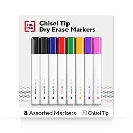 TRU RED - Tank Dry Erase Markers, Chisel Tip, 8/Pack - Assorted