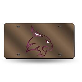 Rico Industries - Texas State Bobcats Gold Mirrored Laser Cut License Plate Laser Tag - Multi