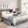 Alt View 3. Costway - Costway Full Upholstered Bed Frame with 4 Storage Drawers Headboard - Silver.