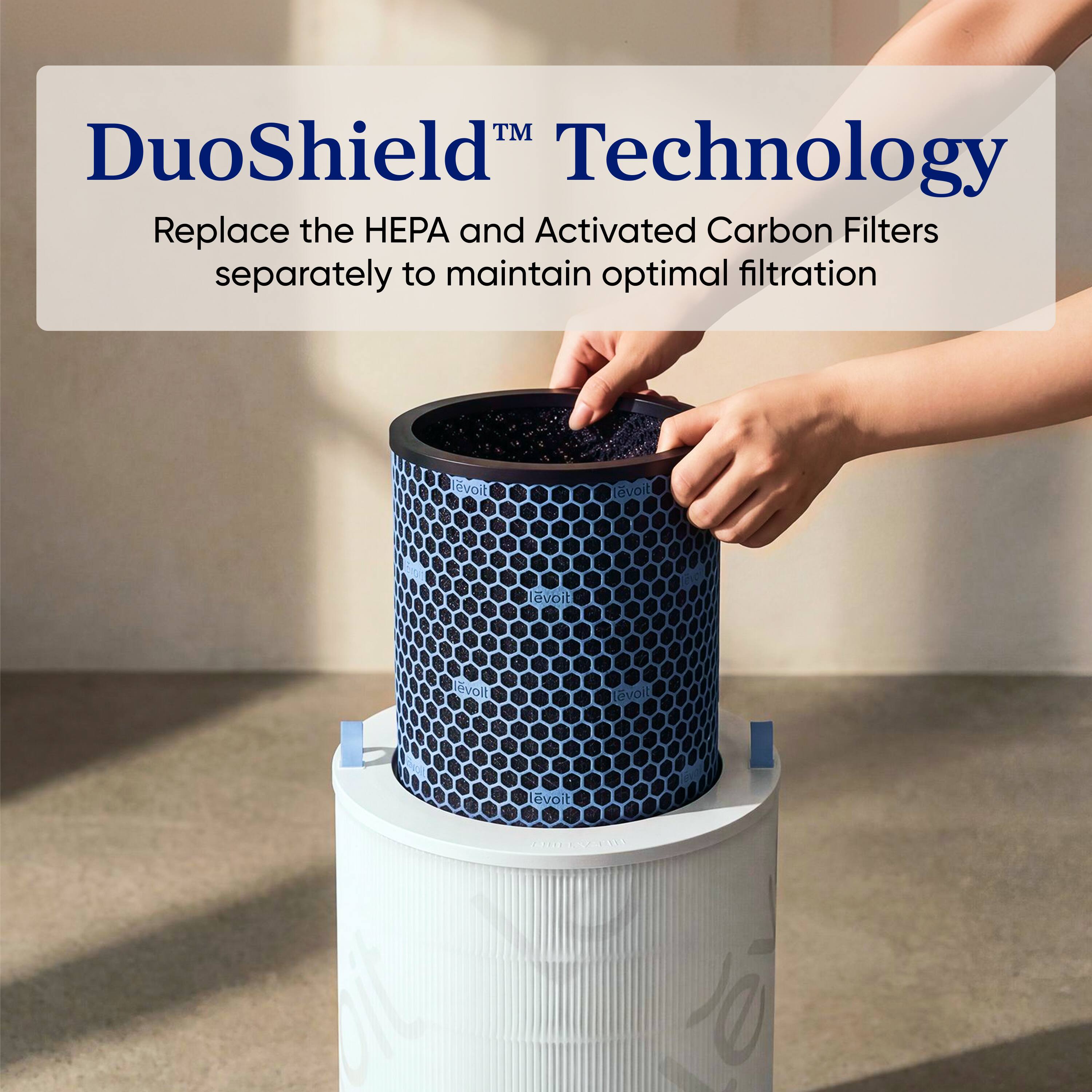 DuoShield™ Technology  
Replace the HEPA and Activated Carbon Filters separately to maintain optimal filtration
