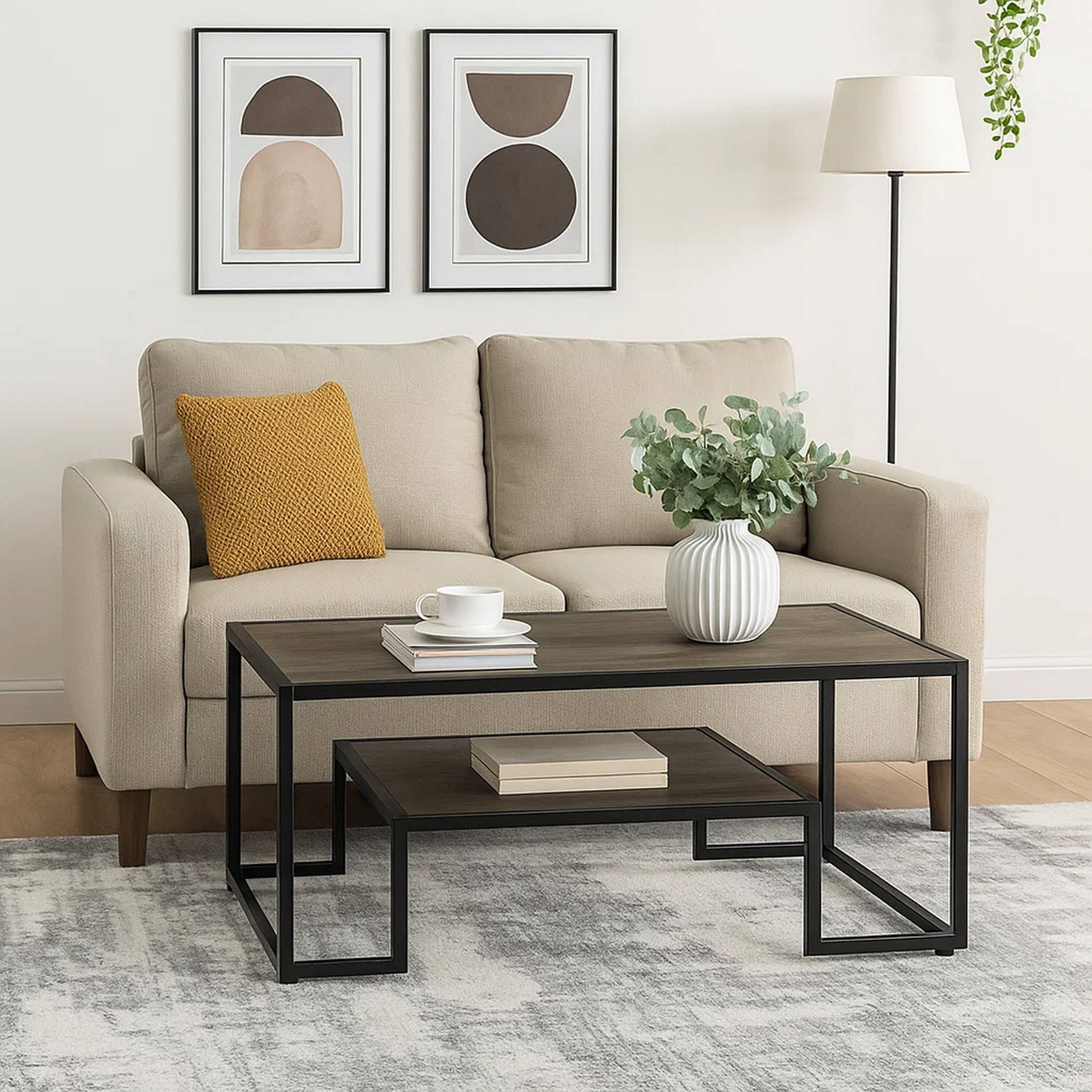 Alt View 6. Manhattan Lane - Coffee Table with 1 Open Shelf and Tubular Frame - Brown.