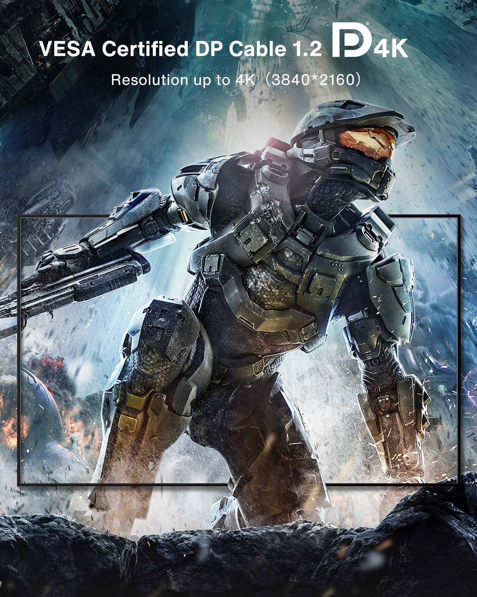 VESA Certified DP Cable 1.2  
Resolution up to 4K (3840*2160)