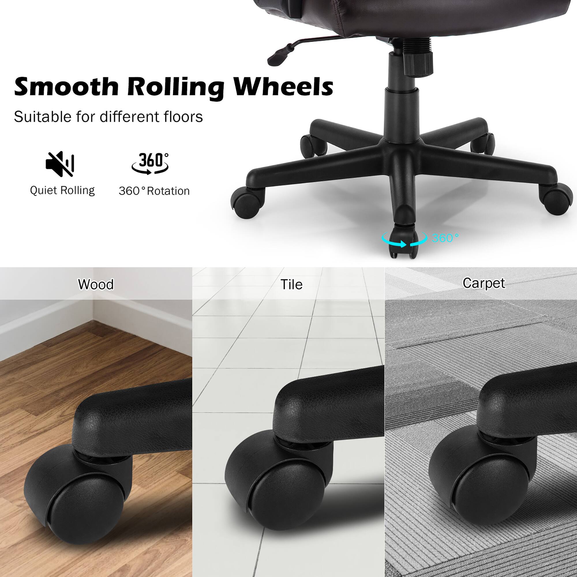 Smooth Rolling Wheels Suitable for different floors 360 Quiet Rolling 1 360 Rotation 360 Wood Tile Carpet